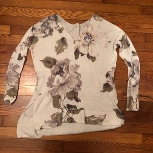 White Sweater with Floral Pattern